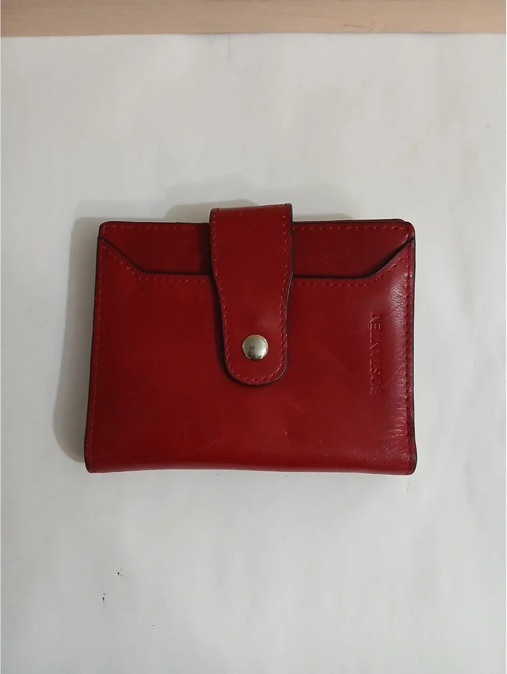 Bostanten Small Burgundy Wallet for Women Leather Red